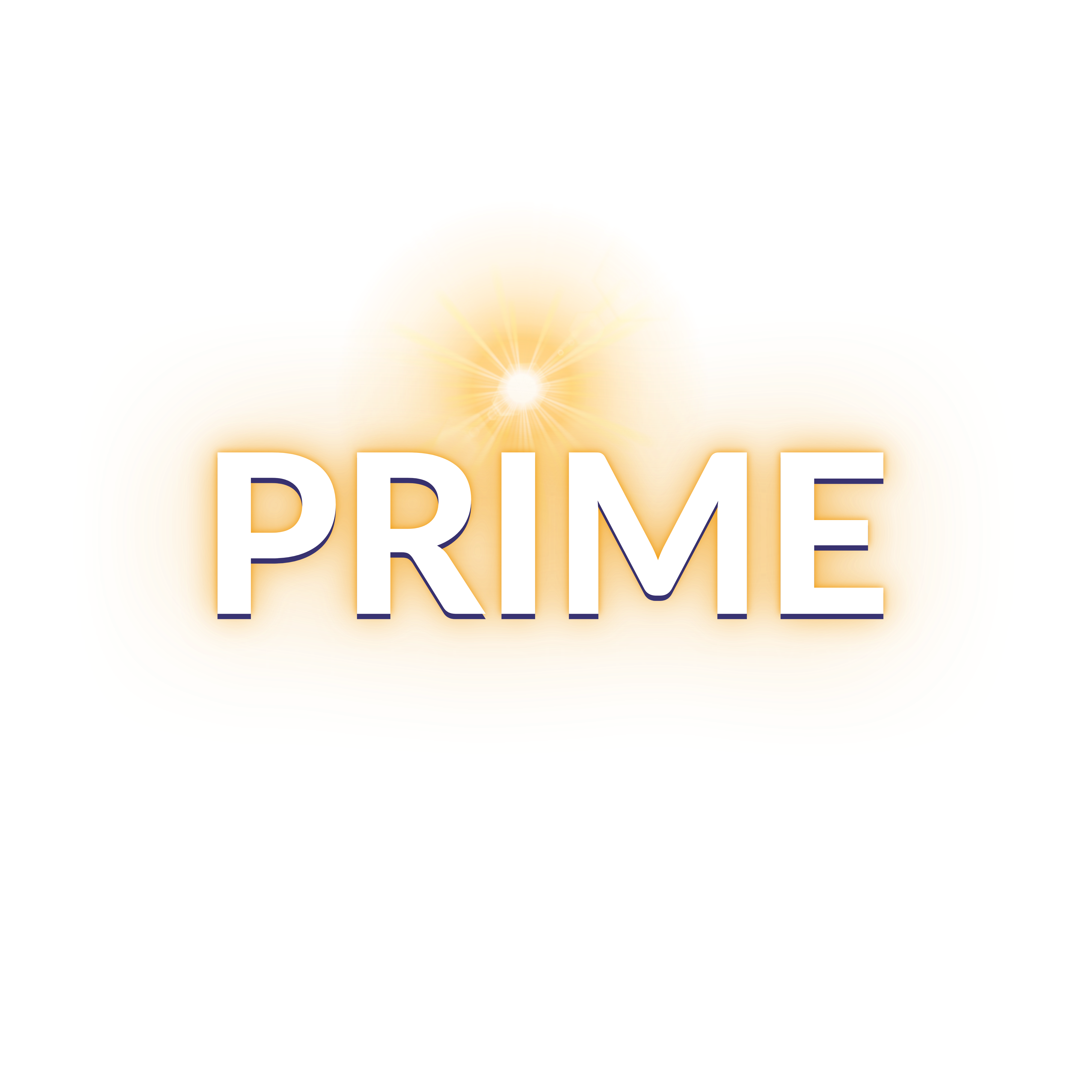 Logo da Prime, escrito em branco com um reflexo de luz do Sol